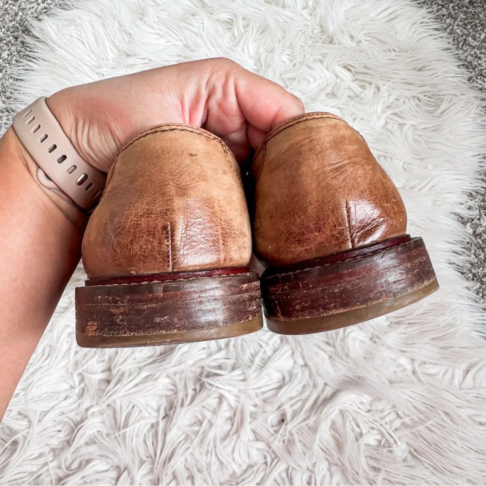 Men’s Brown Leather Plain Toe Derby Dress Shoes Size 10M